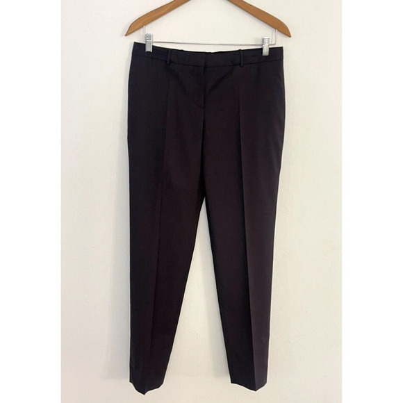 Hugo Boss Pants 8 Tiluna Stretch Slim Leg Virgin Wool Black Brown Check Trousers